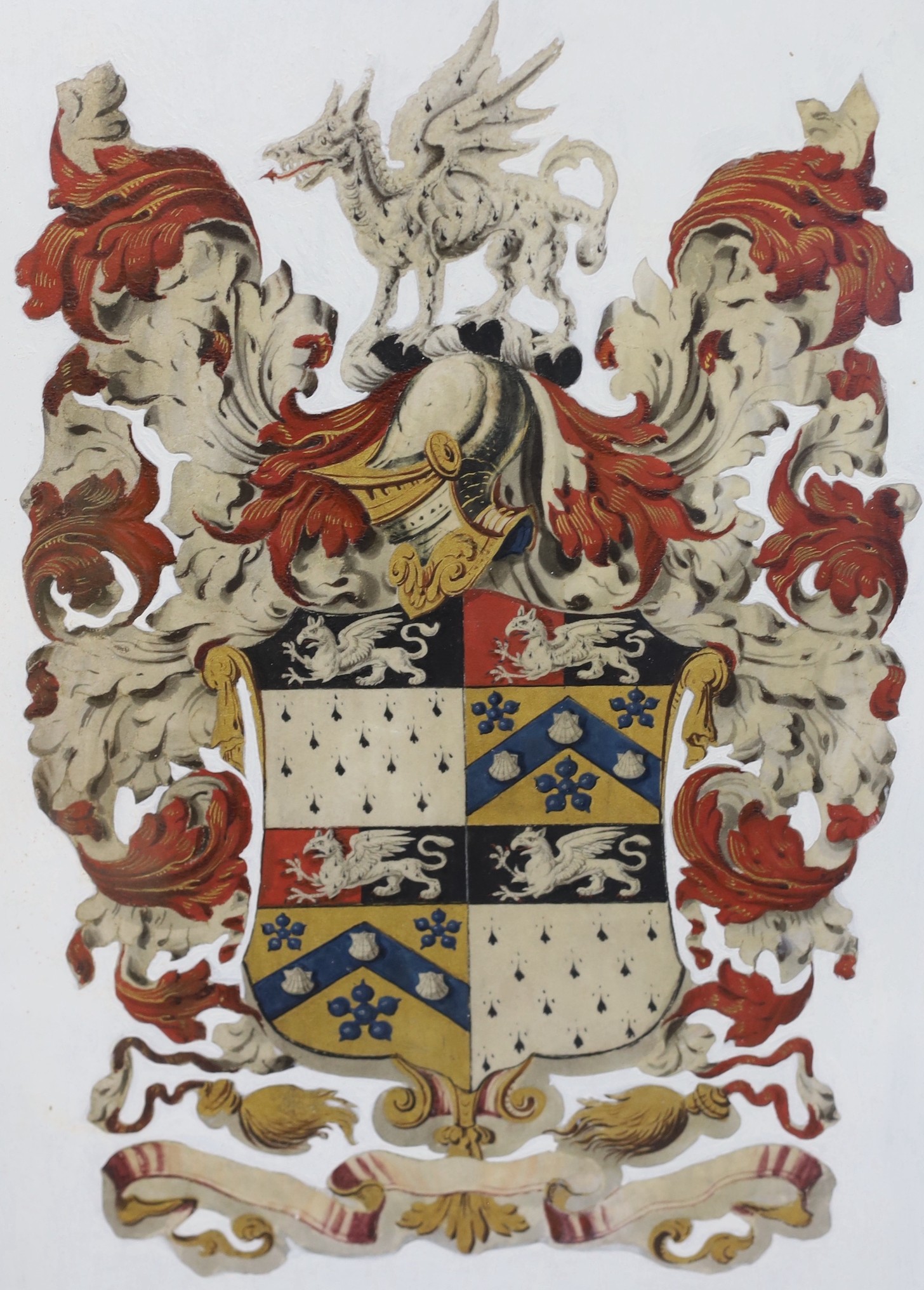 A 19th century armorial Coach panel painted with the arms of Chester, 29 x 21cm